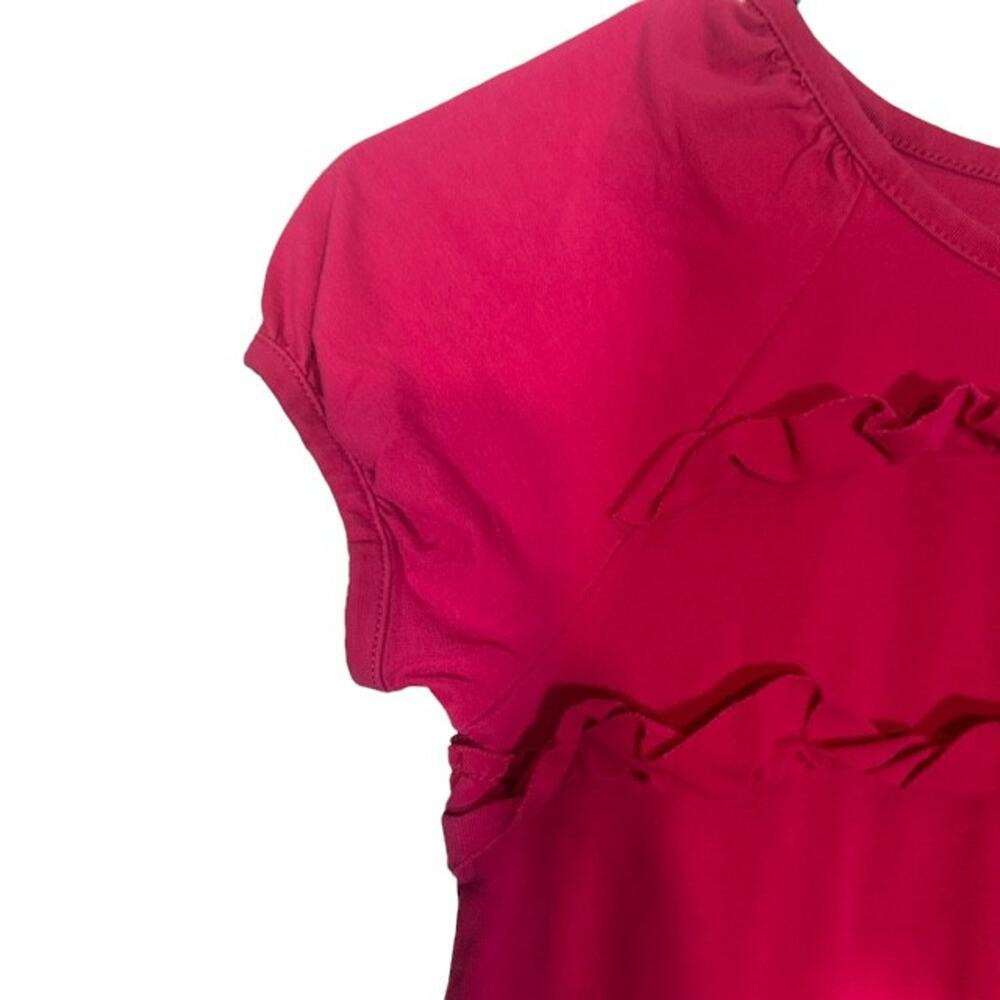 Hanna Andersson Pink Layered Ruffle Short Sleeve Bodycon Dress Kids Sz S View 4